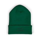 Keep Going Embroidered Cuffed Beanie — Minimal Motivational Knit Hat