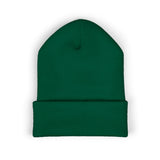 Keep Going Embroidered Cuffed Beanie — Minimal Motivational Knit Hat