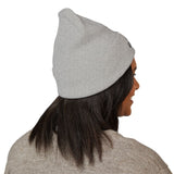Keep Going Embroidered Cuffed Beanie — Minimal Motivational Knit Hat
