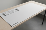 Minimal White Desk Mat with Nexetry Logo — Large Mousepad & Workspace Protector