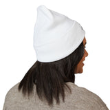 Keep Going Embroidered Cuffed Beanie — Minimal Motivational Knit Hat