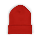 Keep Going Embroidered Cuffed Beanie — Minimal Motivational Knit Hat