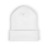 Keep Going Embroidered Cuffed Beanie — Minimal Motivational Knit Hat